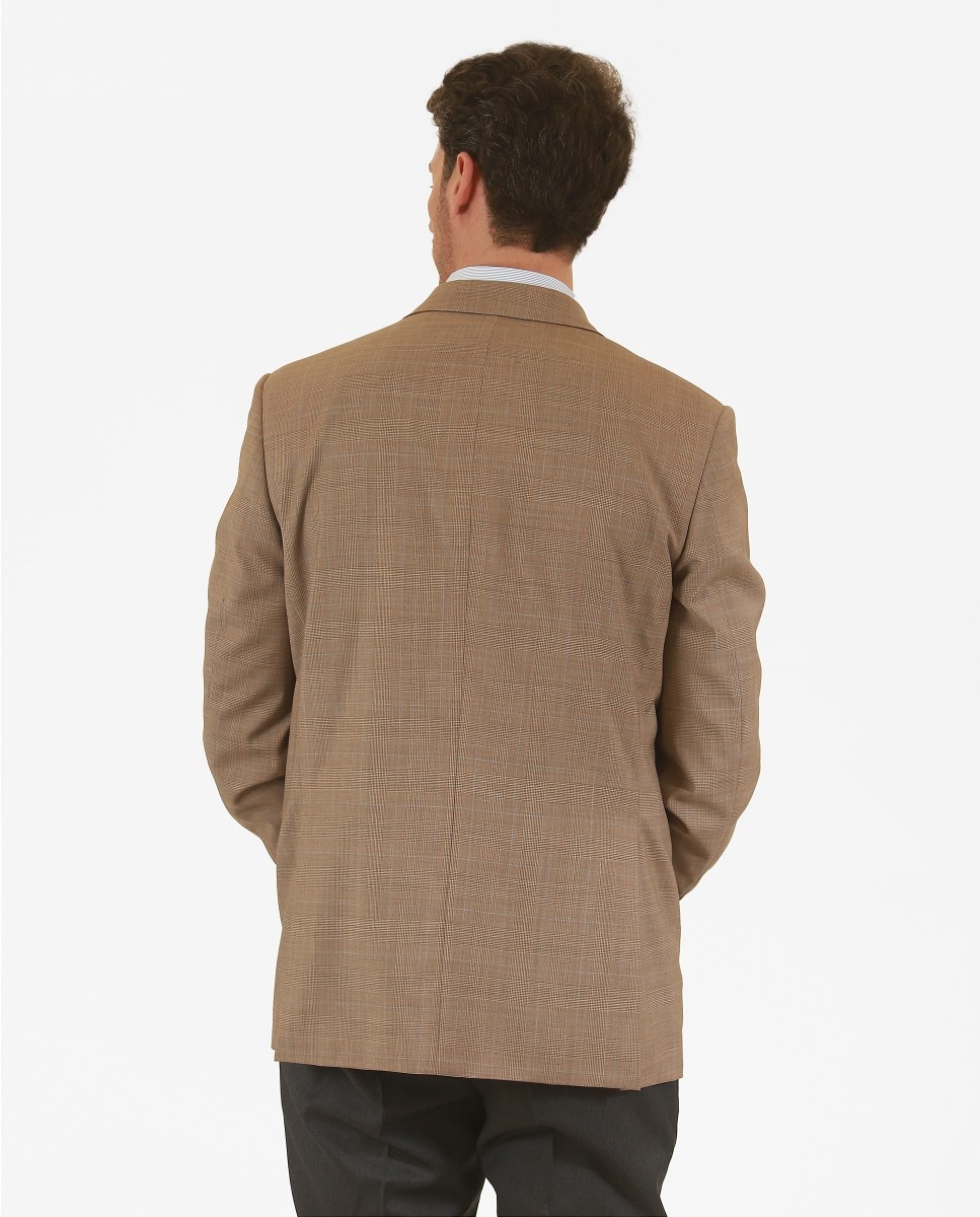 Blazer Regular Príncipe de Gales em Castanho Castanho-claro-2
