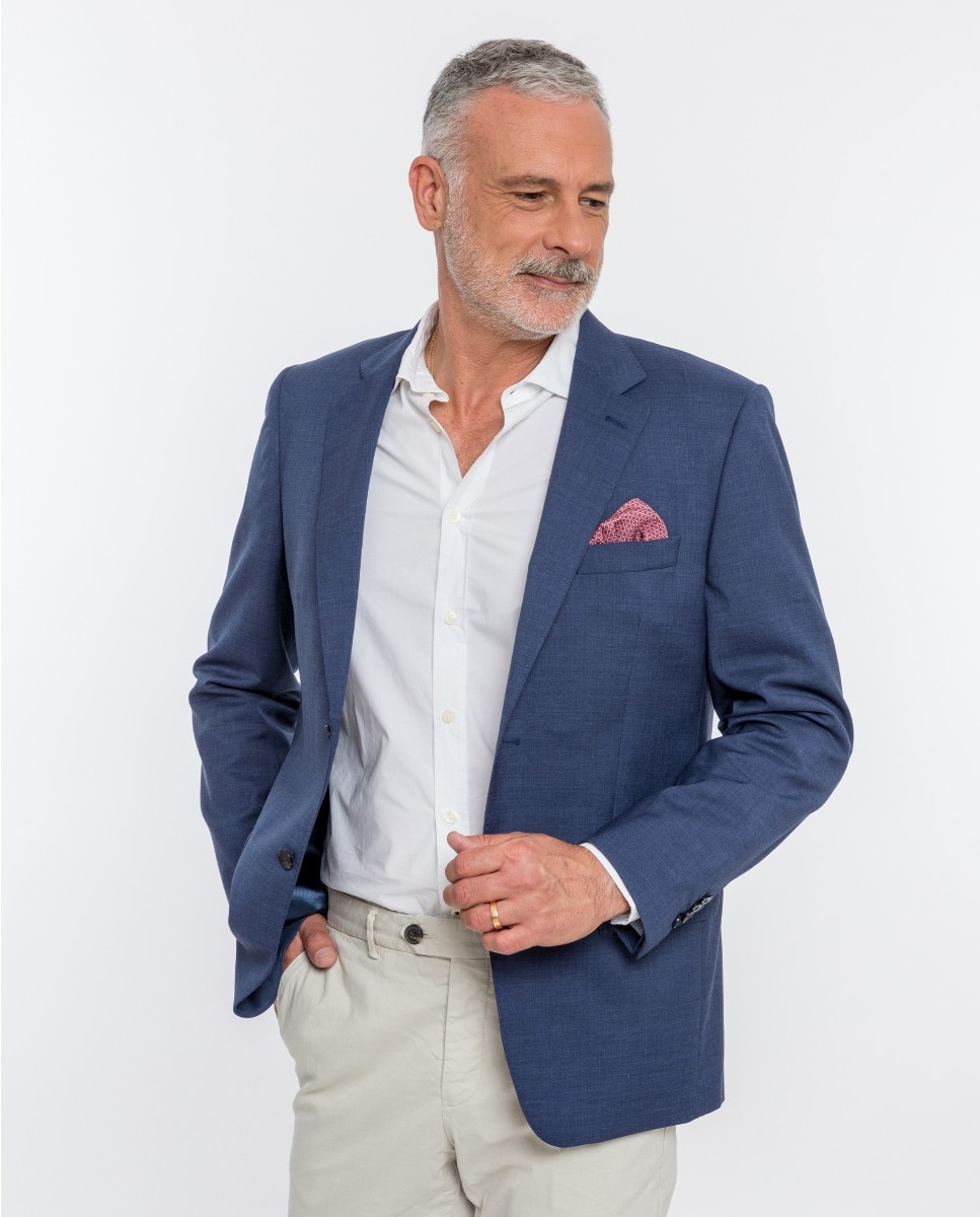 Blazer Regular Liso em Azul-escuro Azul-marinho-1