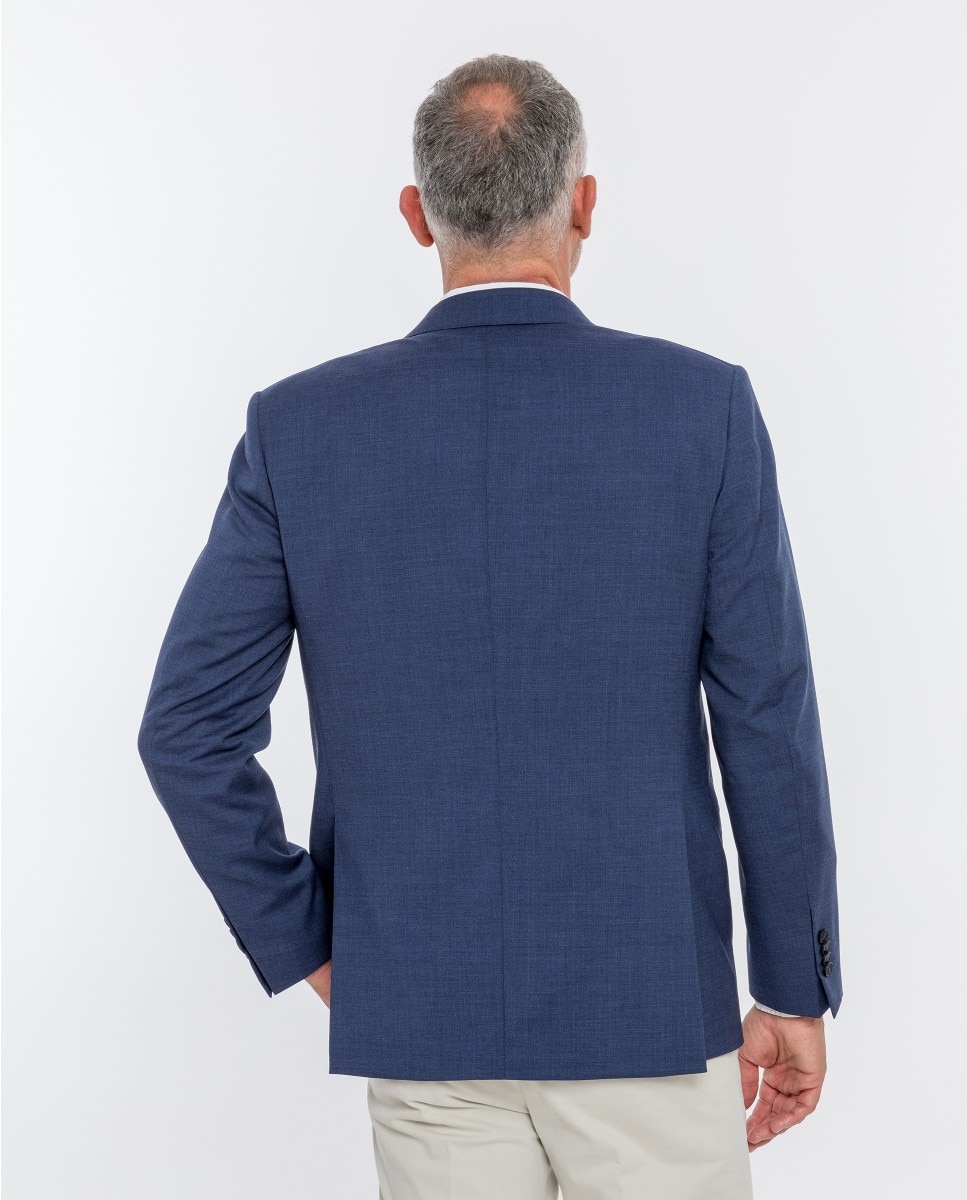 Blazer Regular Liso em Azul-escuro Azul-marinho-2