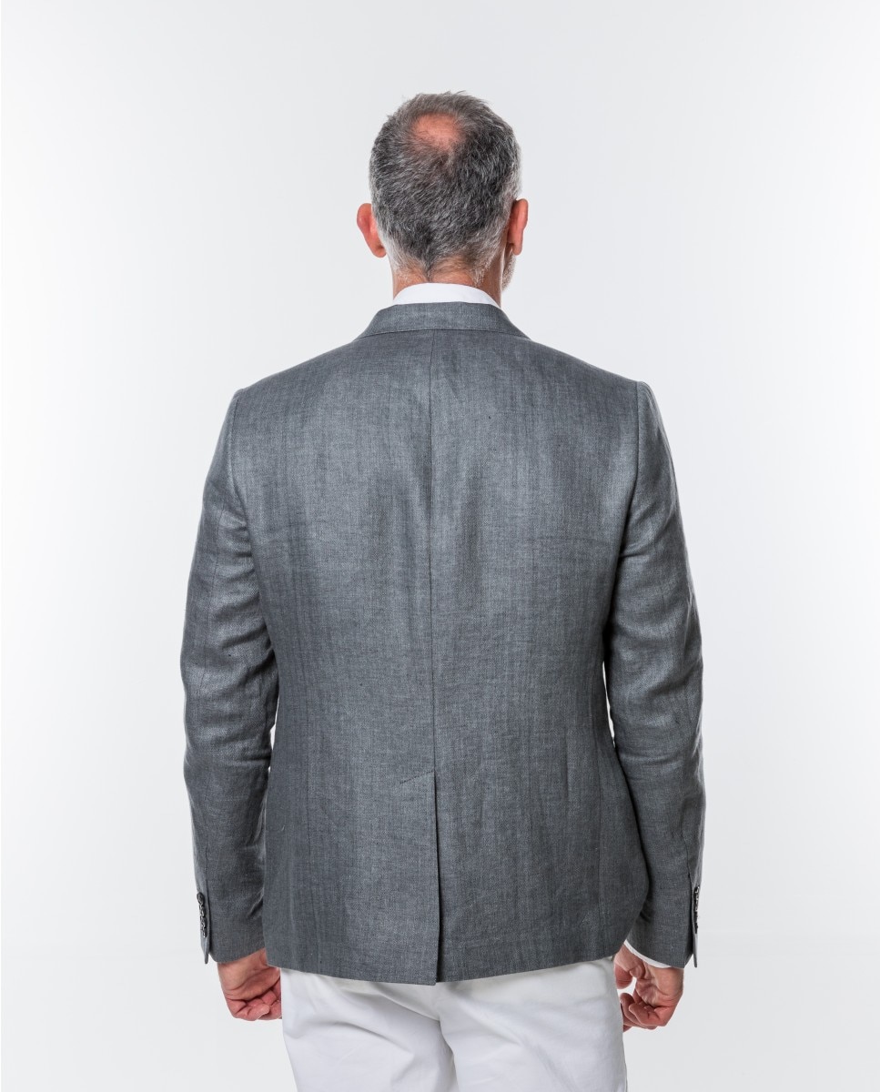 Blazer Soft Slim Príncipe de Gales em Cinzento Cinzento-2