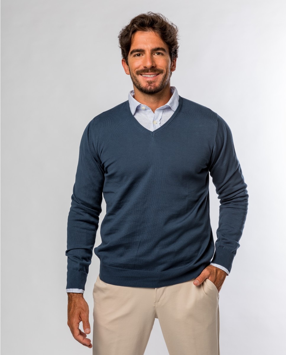 Imagem 0 de Camisola em Algodão 100% em Azul-escuro