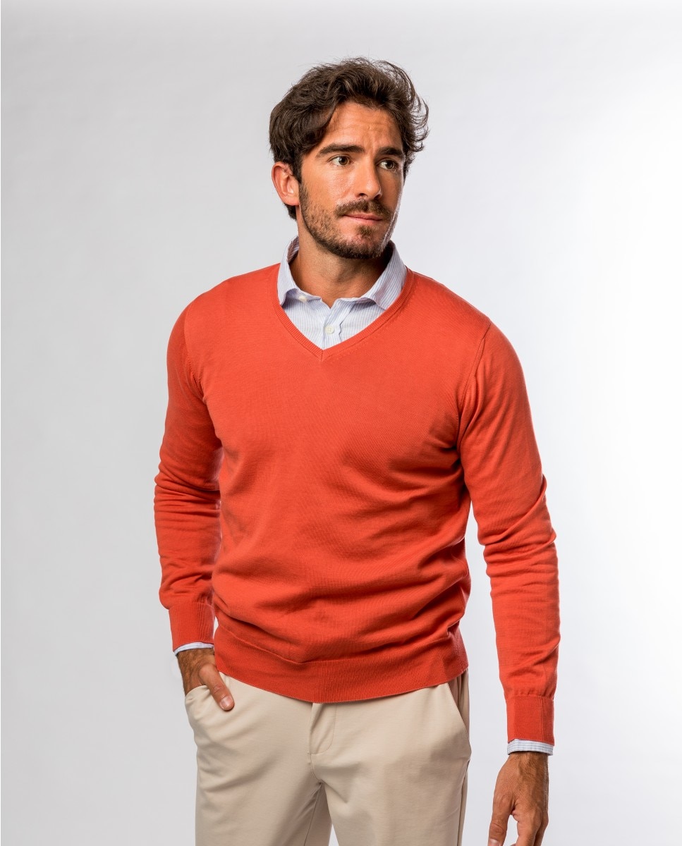 Camisola em Algodão 100% em Laranja-escuro Laranja-1