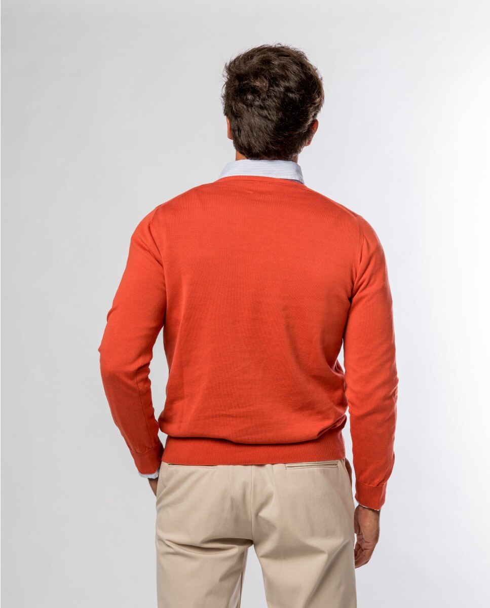 Camisola em Algodão 100% em Laranja-escuro Laranja-2