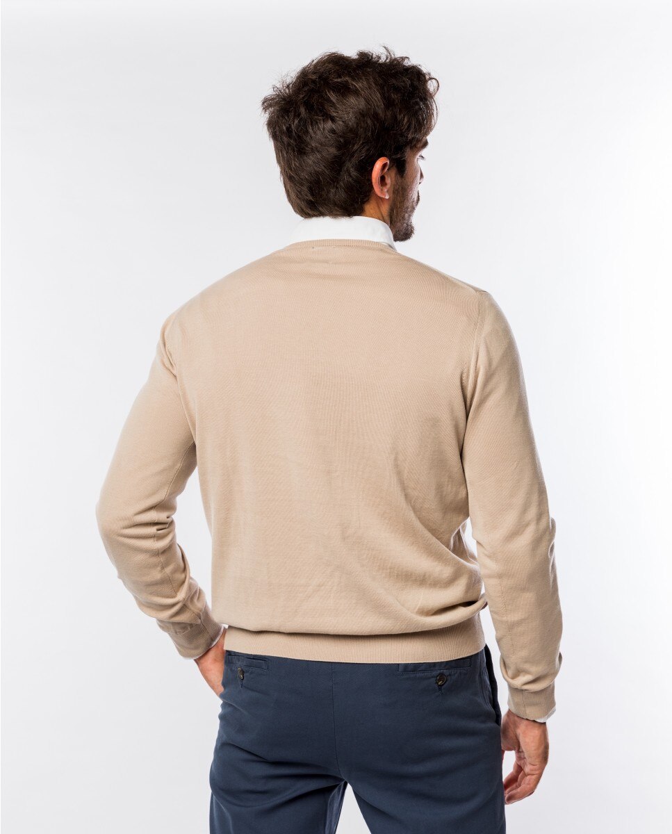 Camisola em Algodão 100% em Bege-claro Bege-2