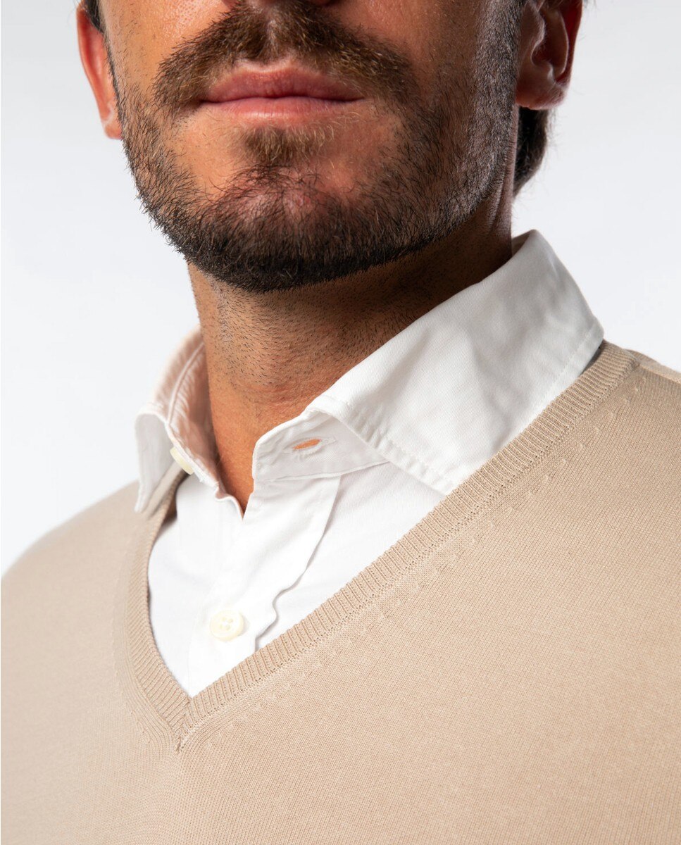 Camisola em Algodão 100% em Bege-claro Bege-3