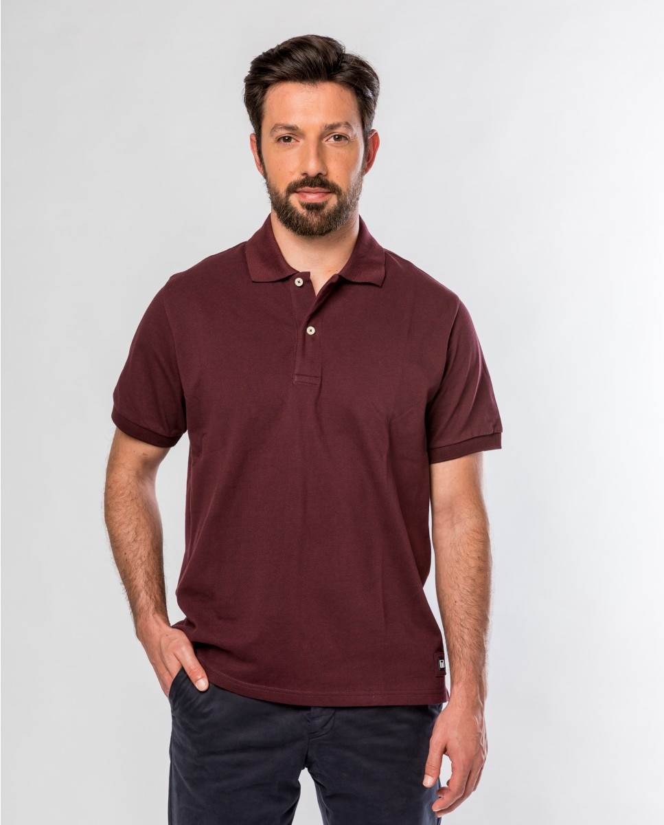 Polo Piqué em Bordeaux-escuro Bordeaux-1