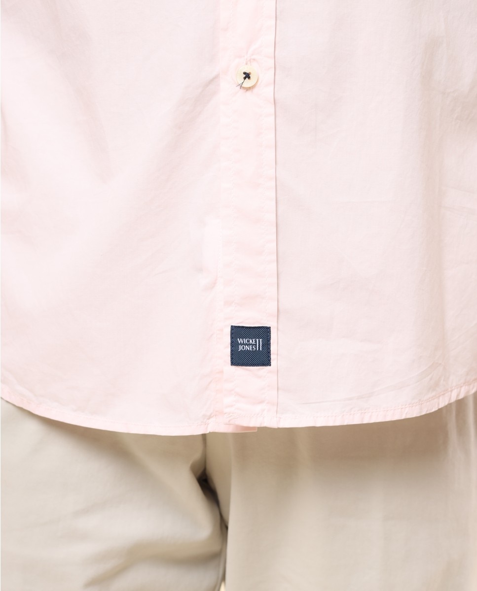 Camisa Casual Algodão Soft Slim Lisa em Rosa-claro Rosa-5