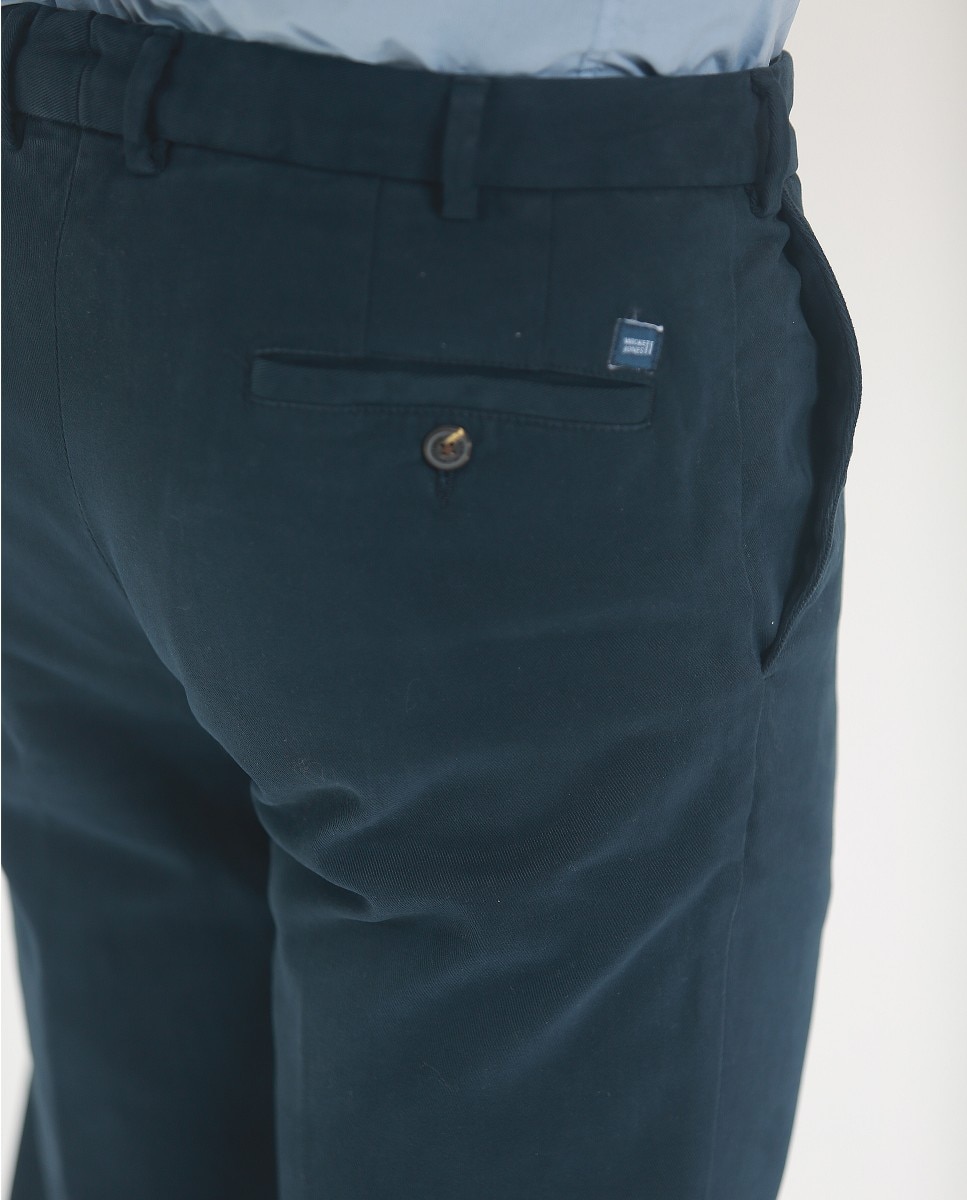 Calças Chino Regular em Azul-escuro Azul-marinho-4