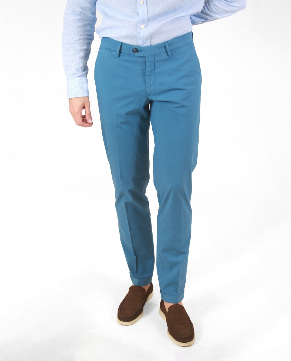 Calças Chino Soft Slim em Azul Azul-2