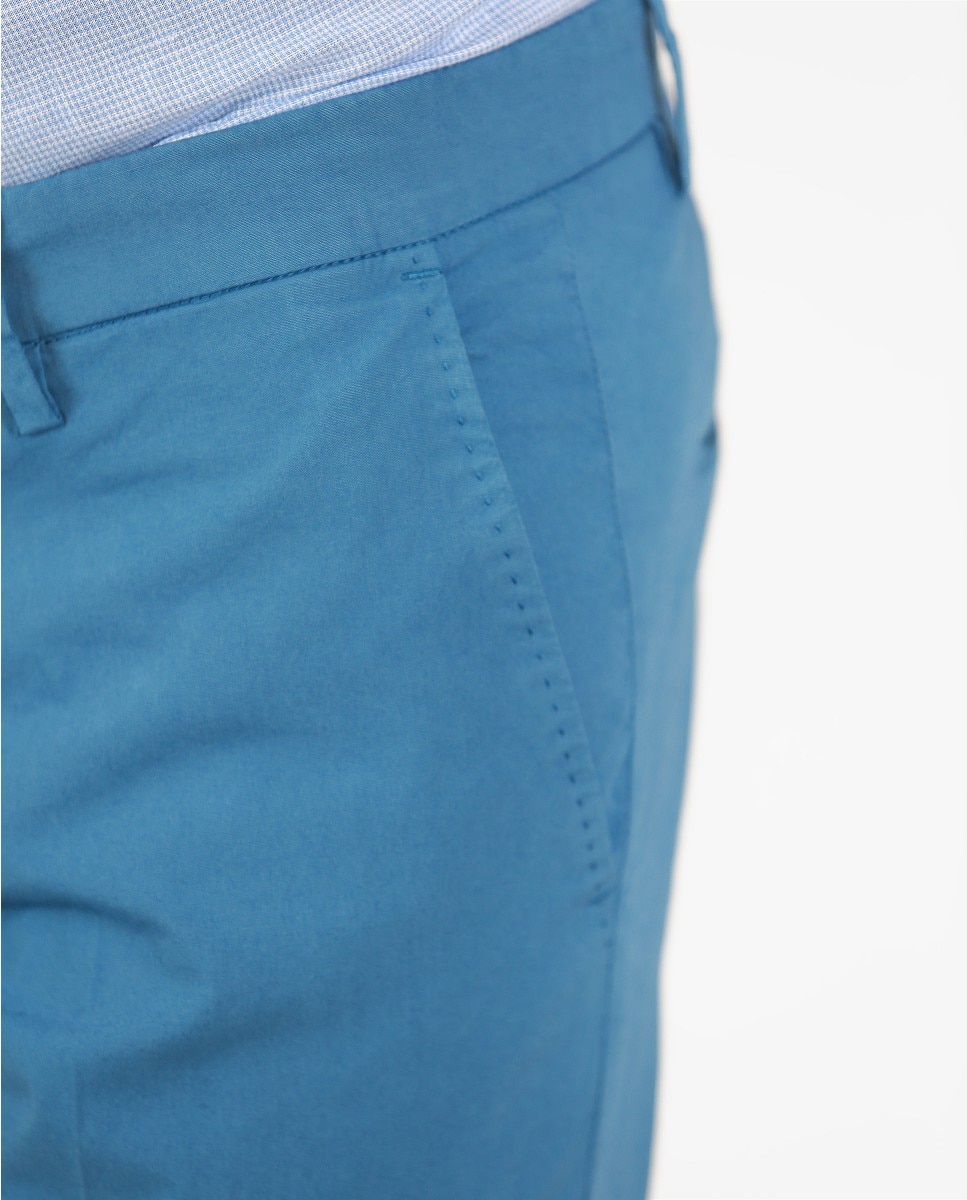 Calças Chino Soft Slim em Azul Azul-4