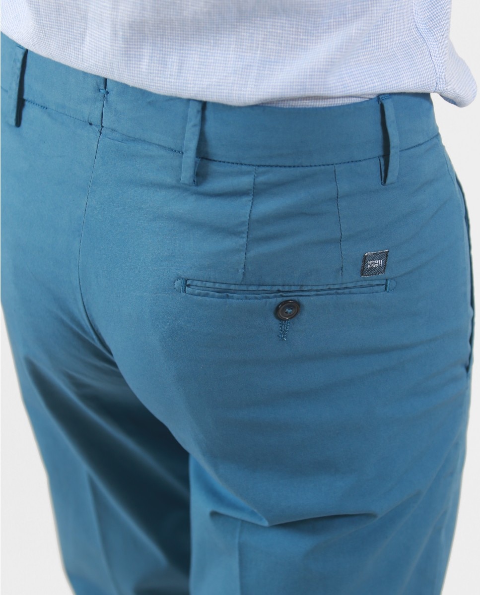 Calças Chino Soft Slim em Azul Azul-5