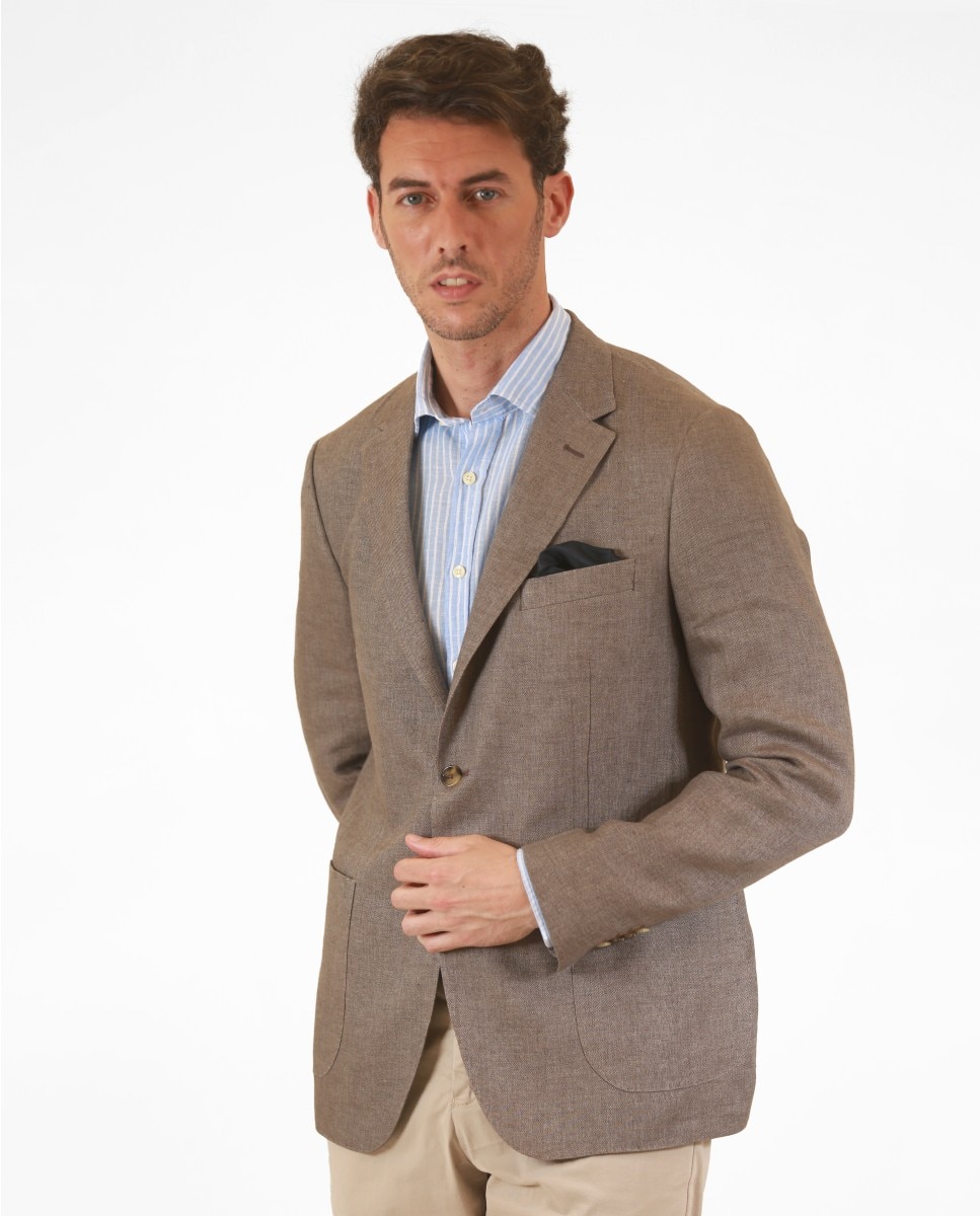Blazer Soft Slim Liso em Castanho Castanho-1