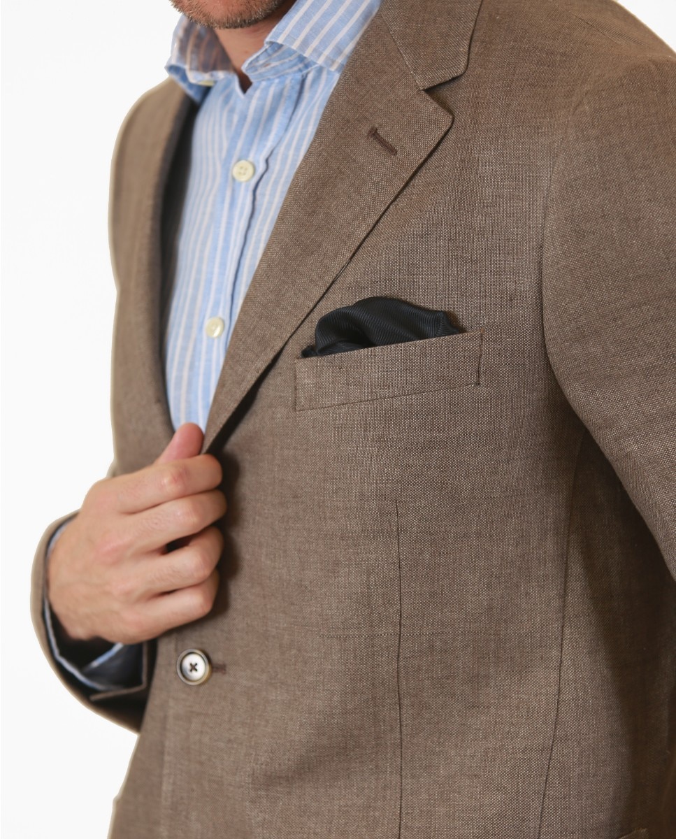 Blazer Soft Slim Liso em Castanho Castanho-3