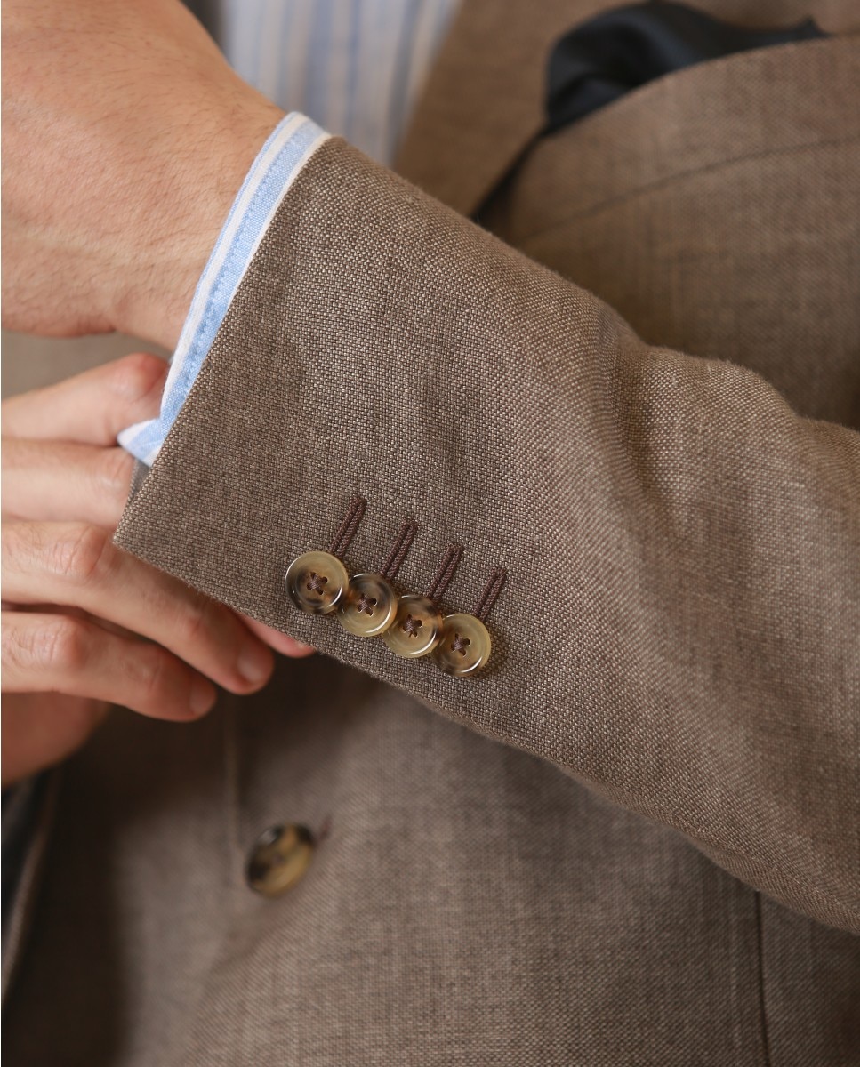 Blazer Soft Slim Liso em Castanho Castanho-4