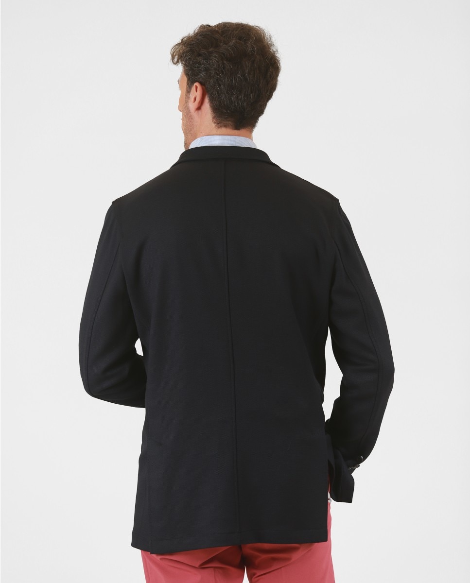 Blazer Soft Slim Liso em Azul-escuro Azul-marinho-2