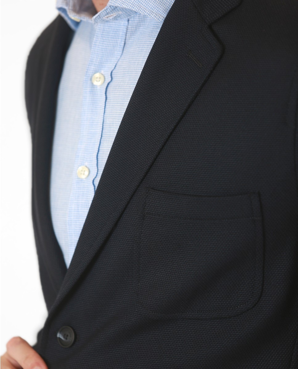 Blazer Soft Slim Liso em Azul-escuro Azul-marinho-3