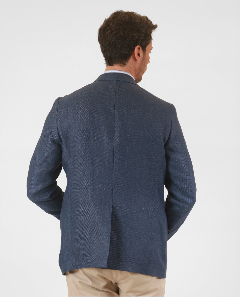 Blazer Soft Slim Liso em Azul Azul-2