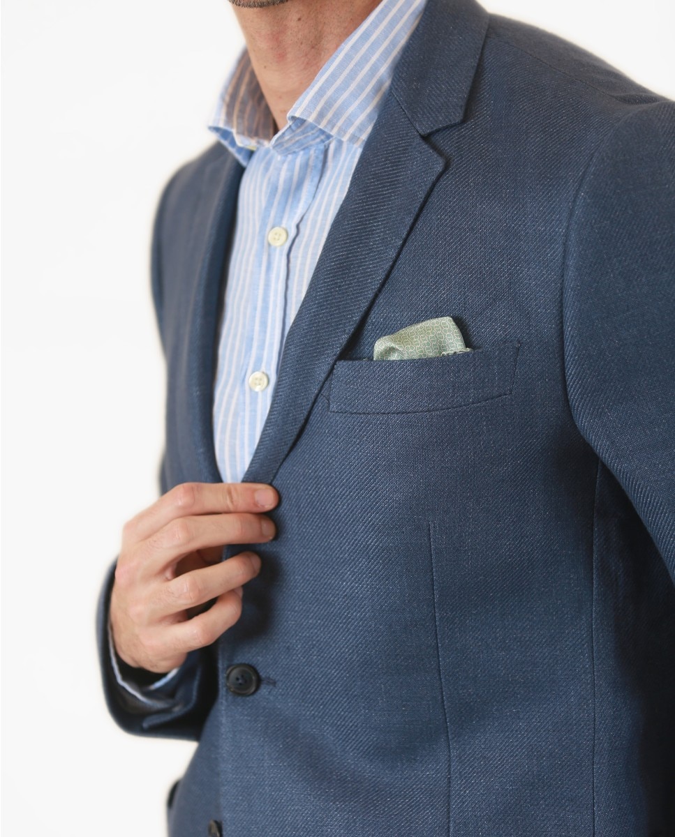 Blazer Soft Slim Liso em Azul Azul-3