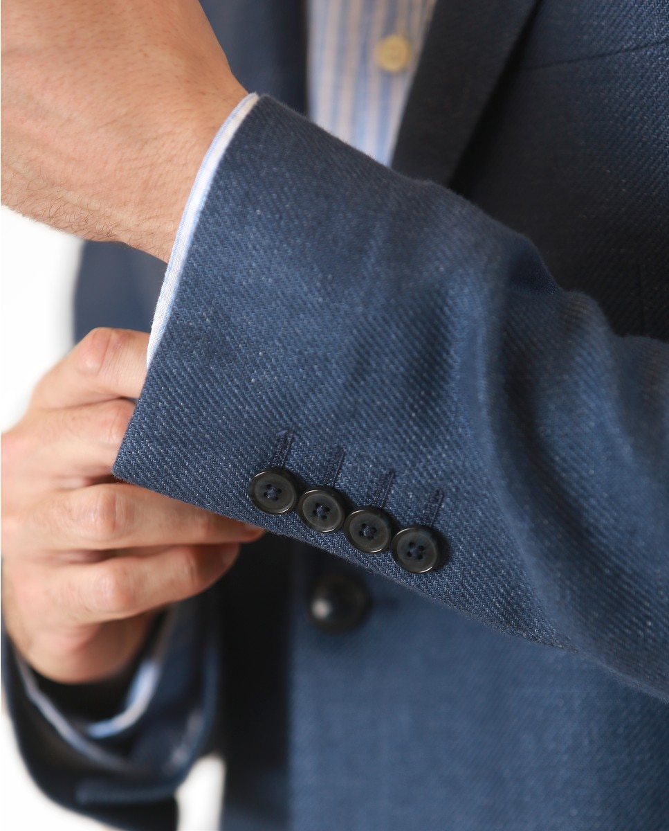 Blazer Soft Slim Liso em Azul Azul-4