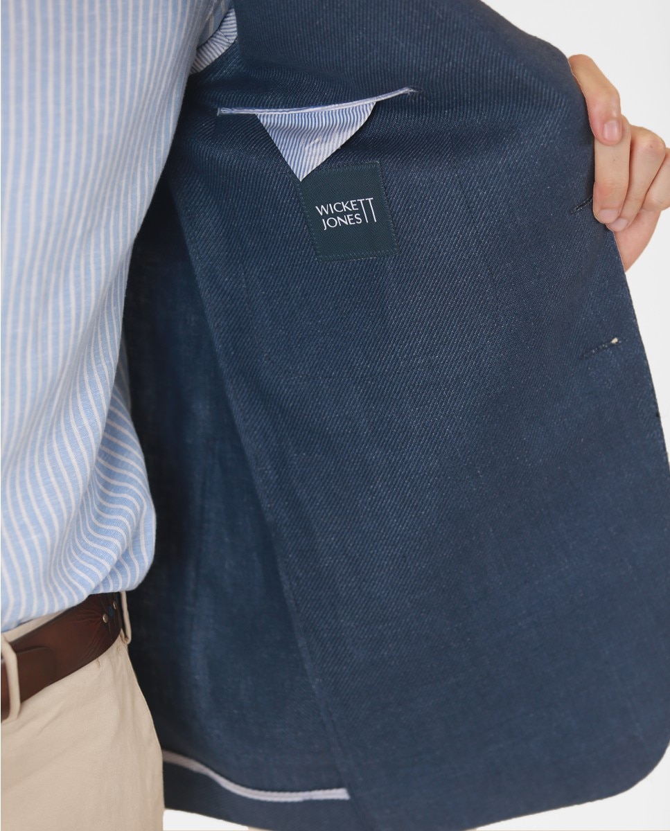 Blazer Soft Slim Liso em Azul Azul-5