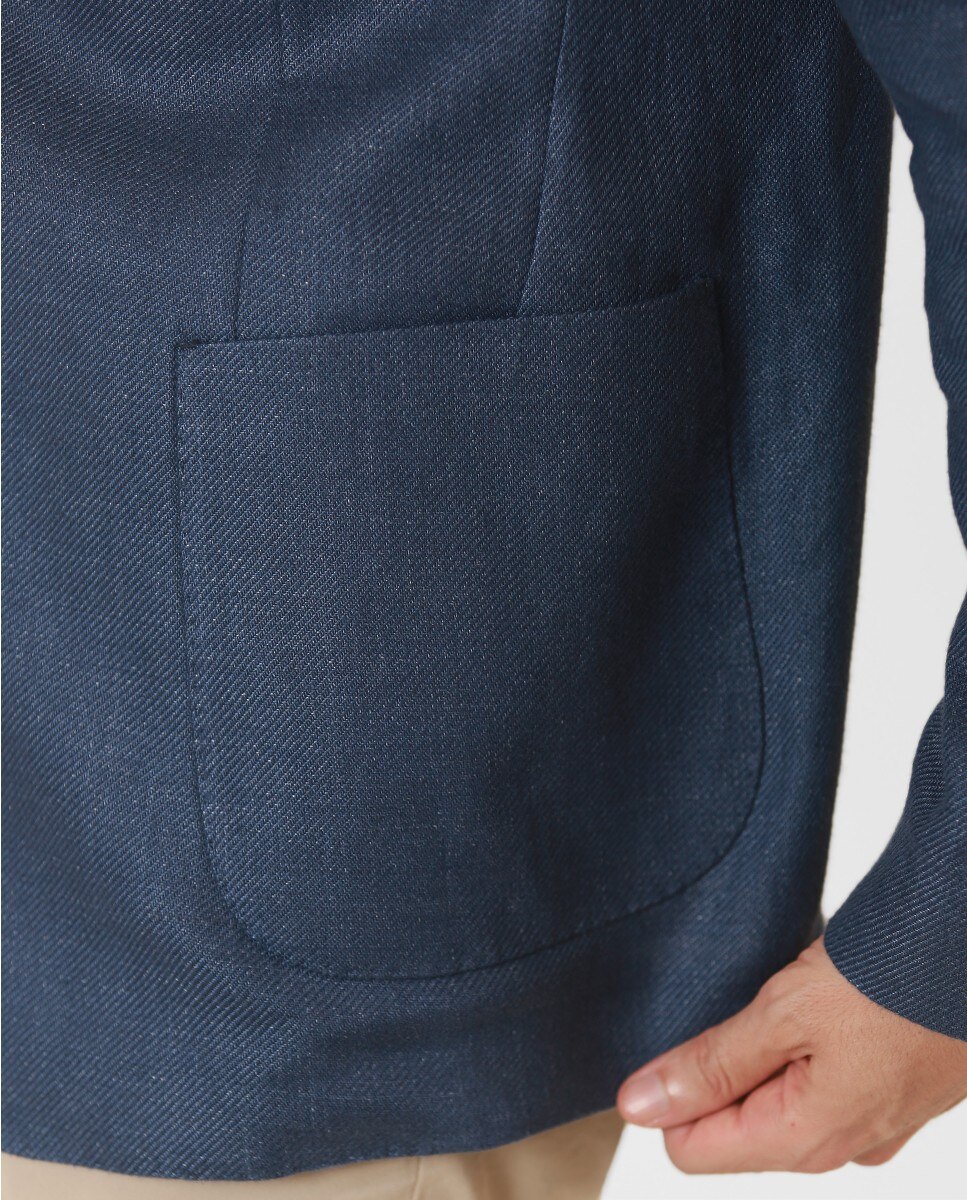 Blazer Soft Slim Liso em Azul Azul-6