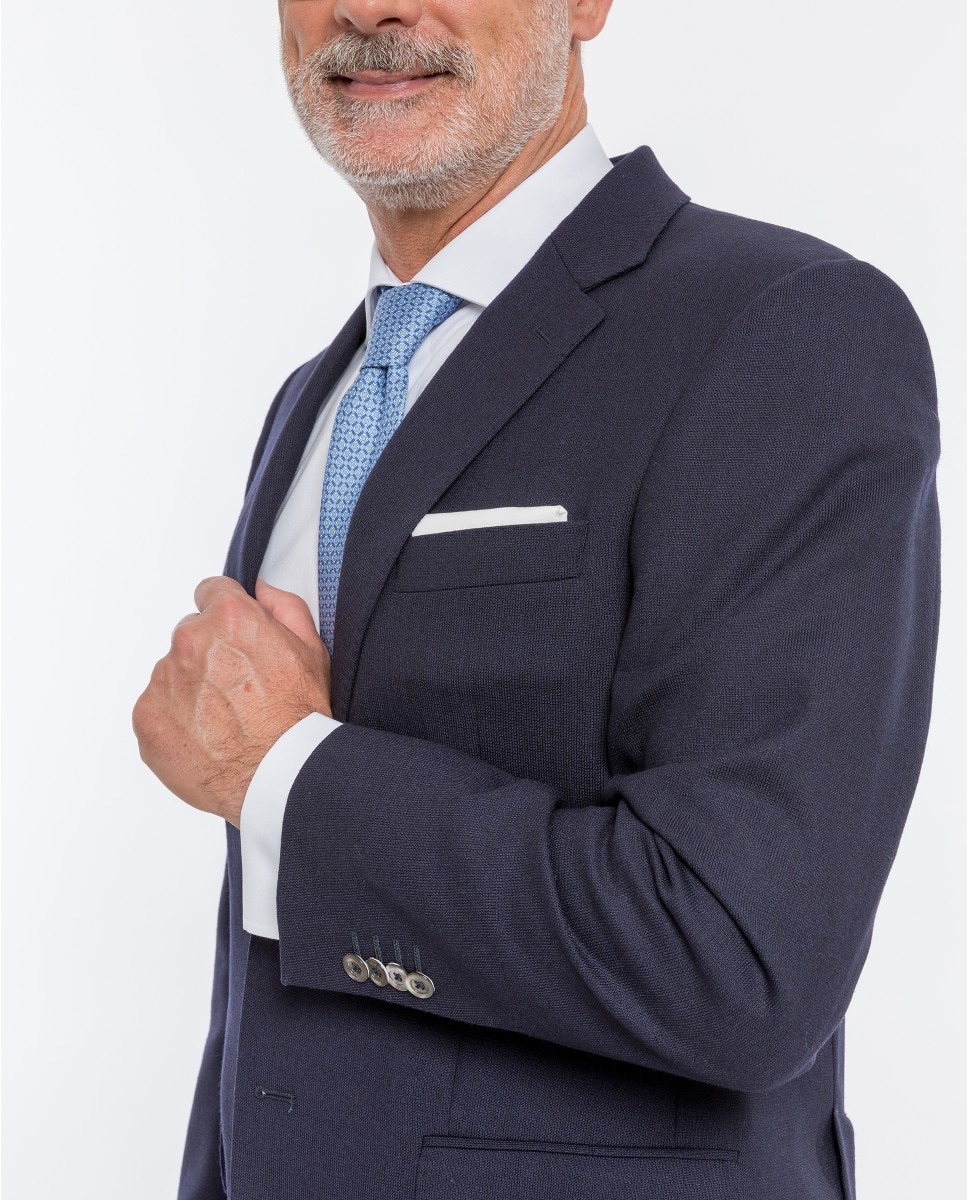 Blazer Regular com Microdesenho em Azul-escuro Azul-marinho-4