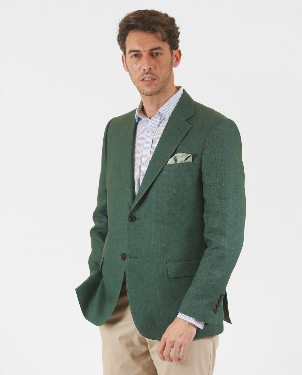 Blazer Regular em Espiga em Verde Verde-1