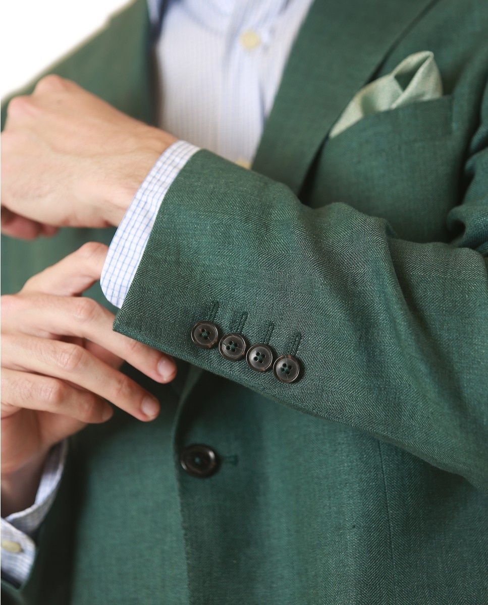 Blazer Regular em Espiga em Verde Verde-4