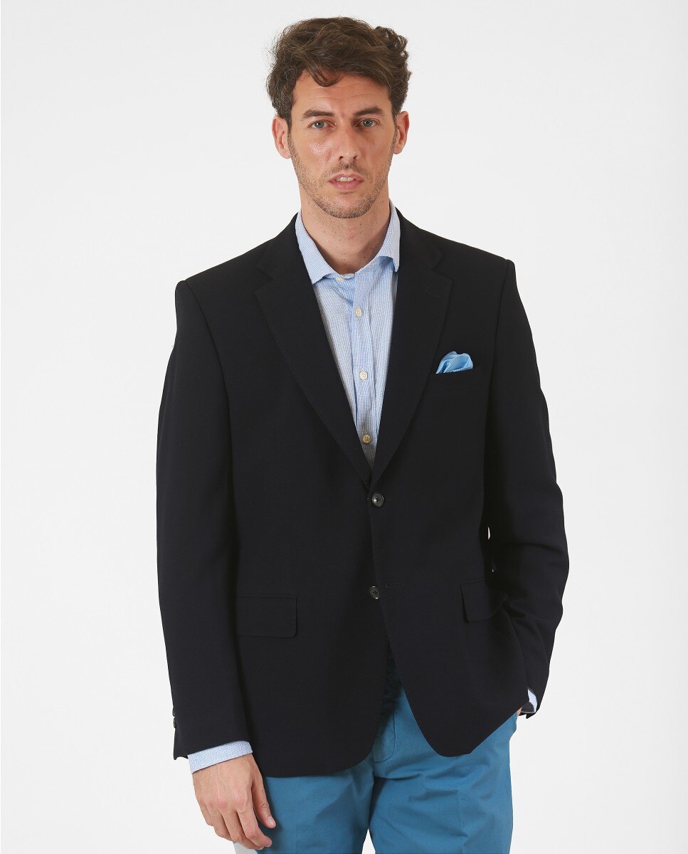 Blazer Regular Liso em Azul-escuro Azul-marinho-1