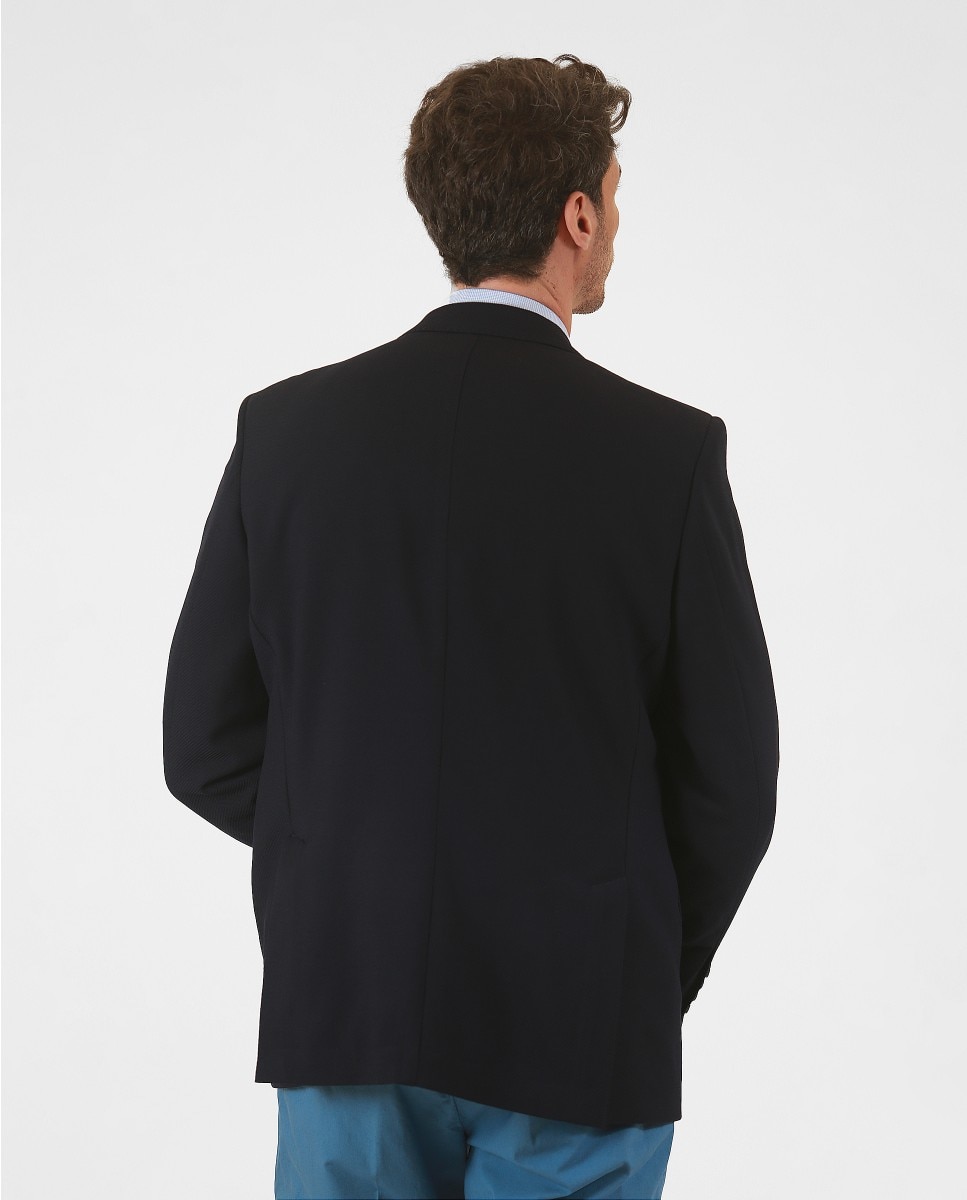 Blazer Regular Liso em Azul-escuro Azul-marinho-2