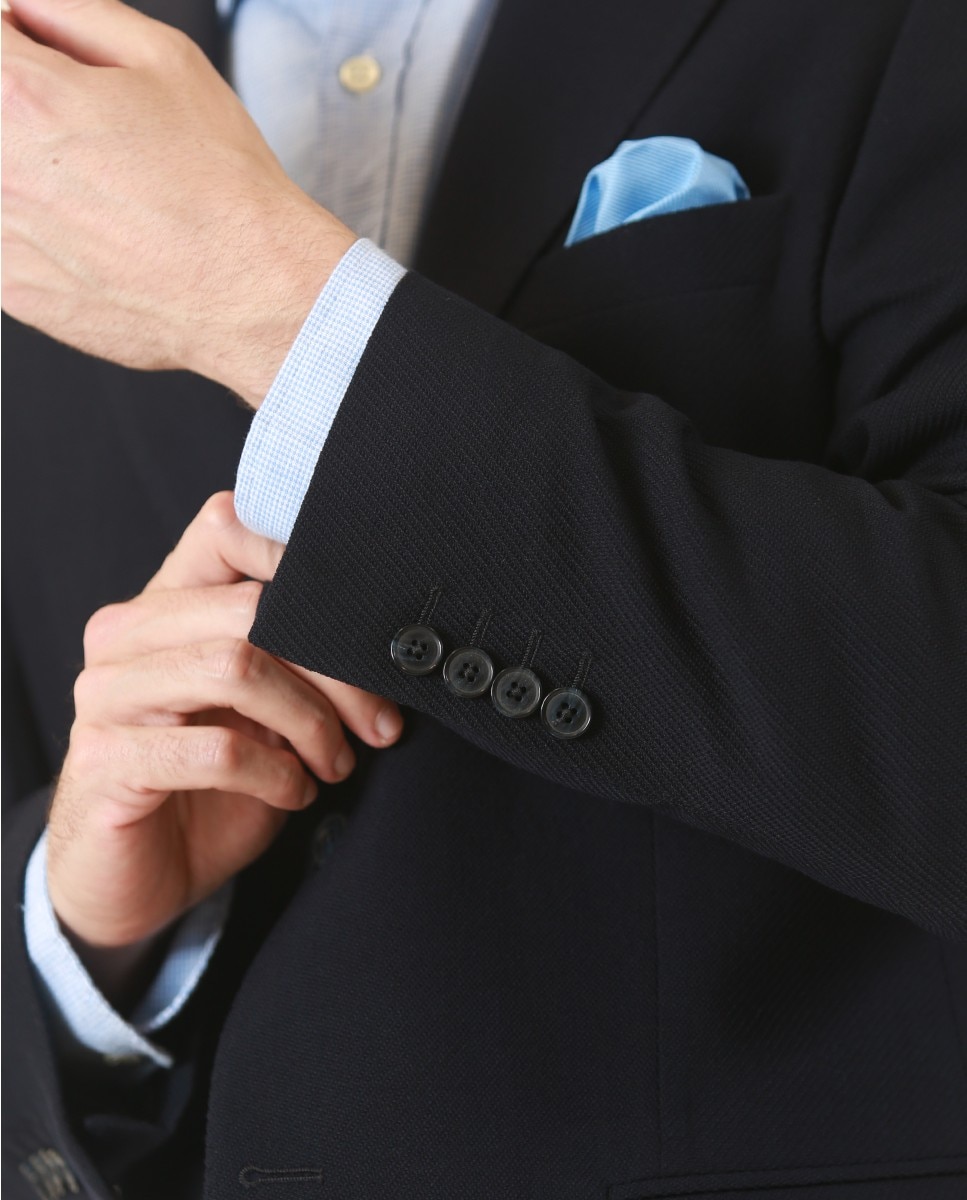 Blazer Regular Liso em Azul-escuro Azul-marinho-4