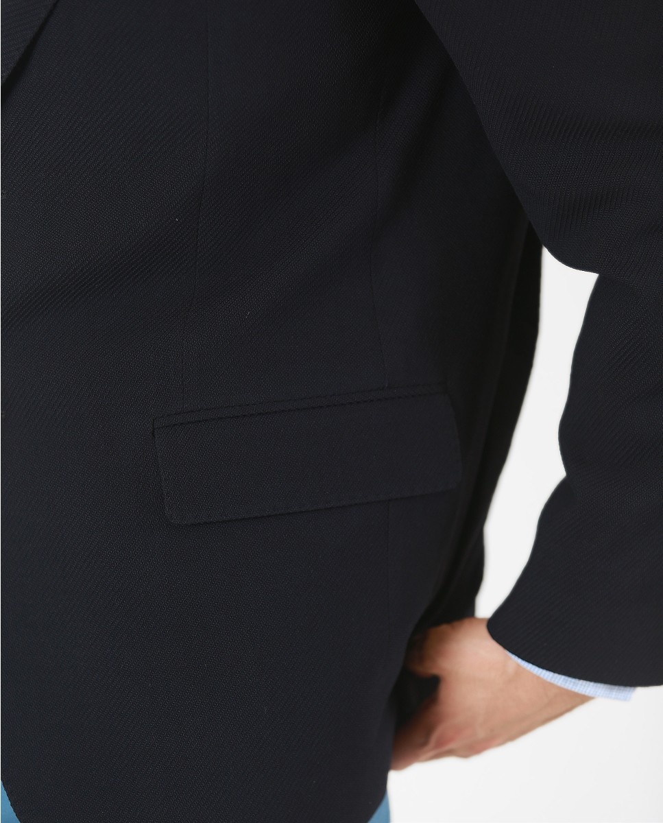 Blazer Regular Liso em Azul-escuro Azul-marinho-6