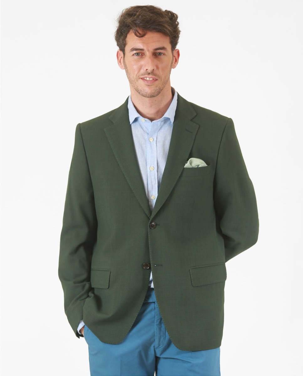 Blazer Regular Liso em Verde-escuro Verde-escuro-1