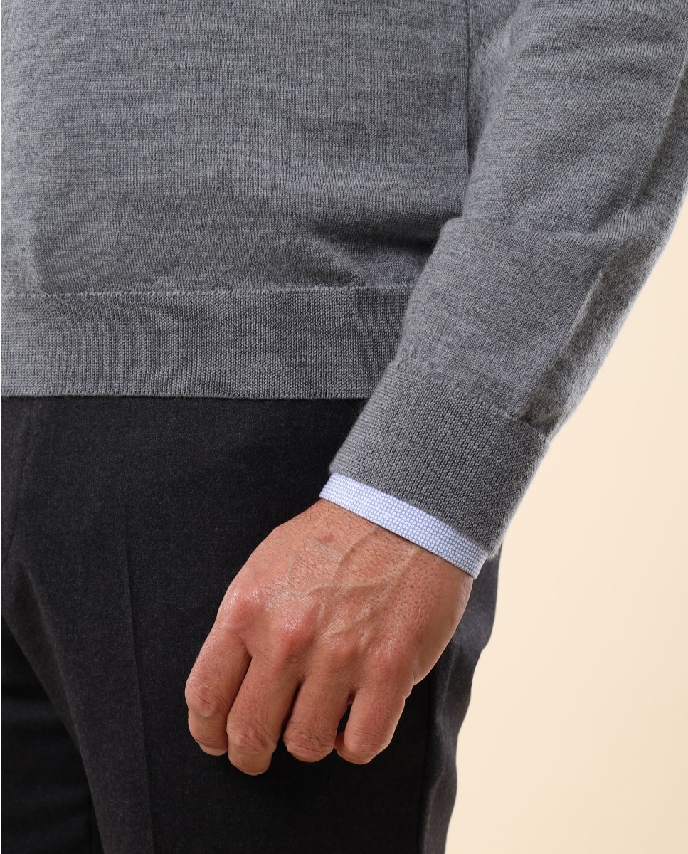 Camisola em Lã Fina Merino 100% em Cinzento Cinzento-5