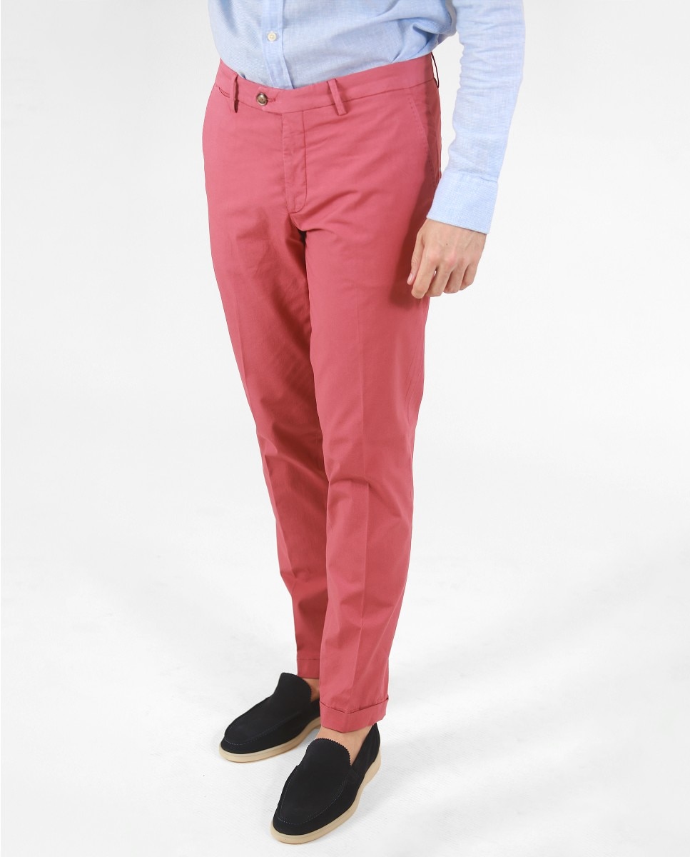 Calças Chino Soft Slim em Rosa-escuro Rosa-2
