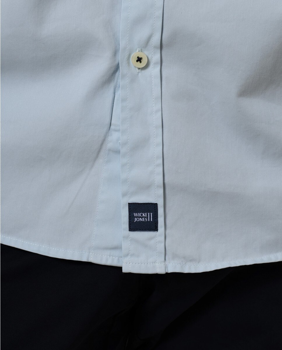 Camisa Casual Algodão Soft Slim Lisa em Azul-claro Azul-claro-5