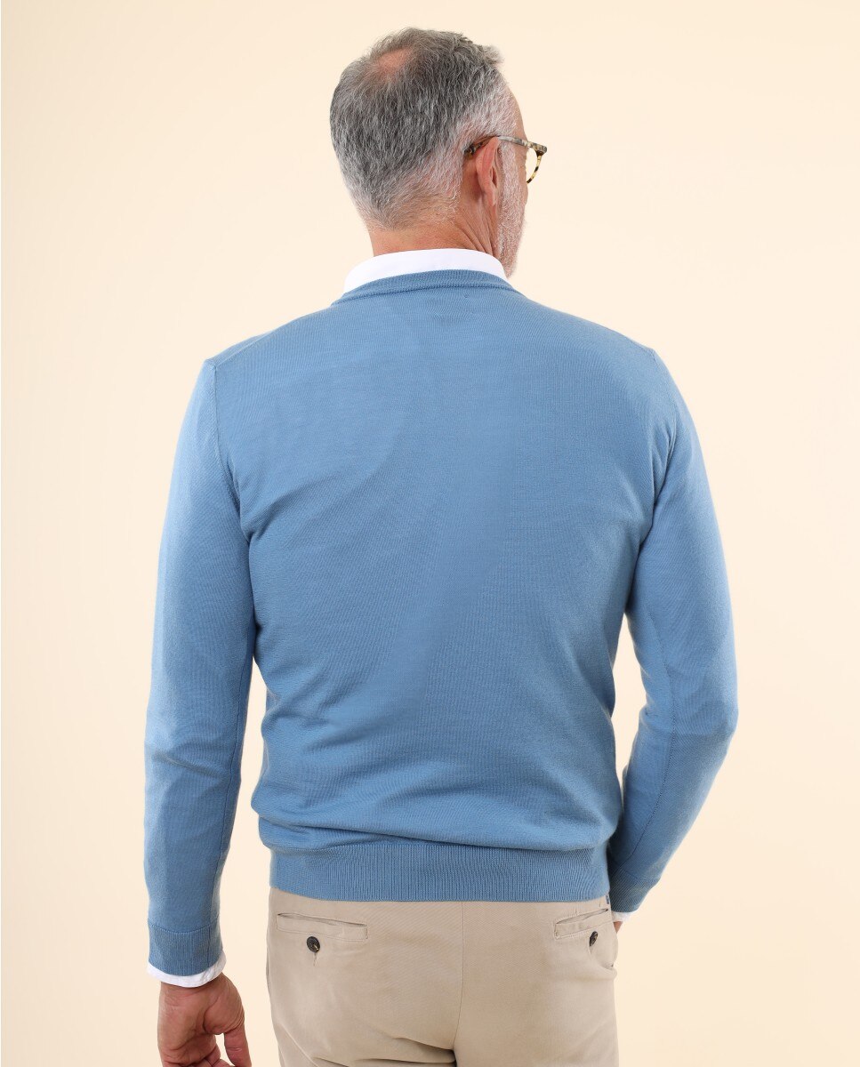 Camisola 100% Cashmere em Azul Azul-2