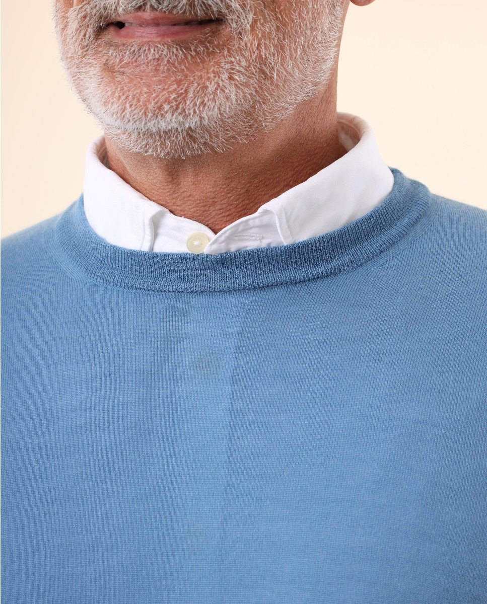 Camisola 100% Cashmere em Azul Azul-3