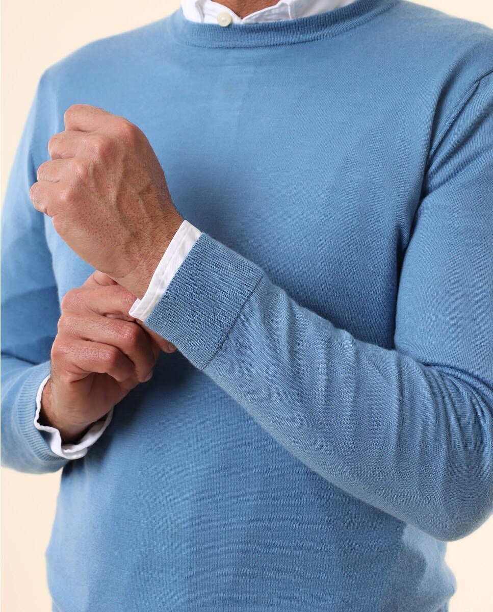 Camisola 100% Cashmere em Azul Azul-4