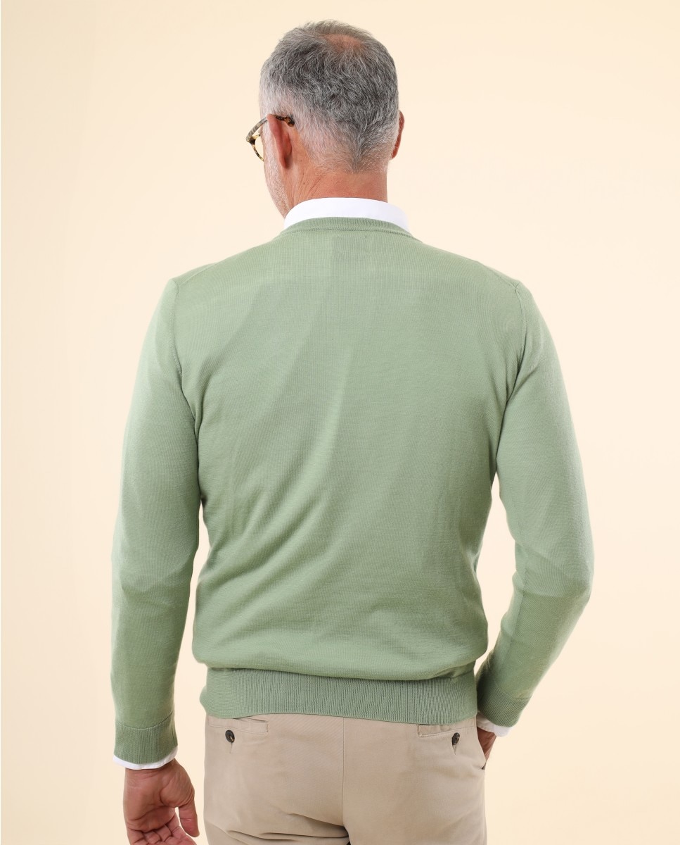 Camisola em Caxemira 100% em Verde Verde-2