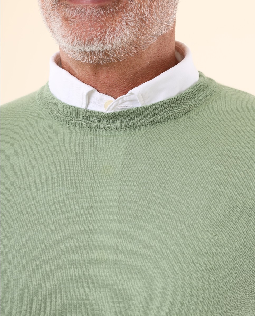 Camisola em Caxemira 100% em Verde Verde-3