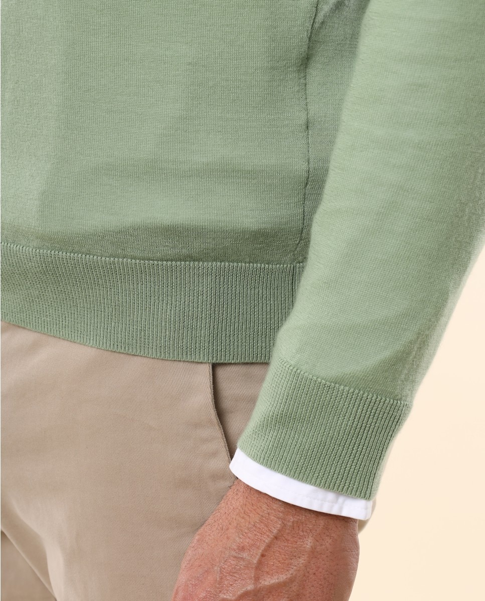 Camisola em Caxemira 100% em Verde Verde-5