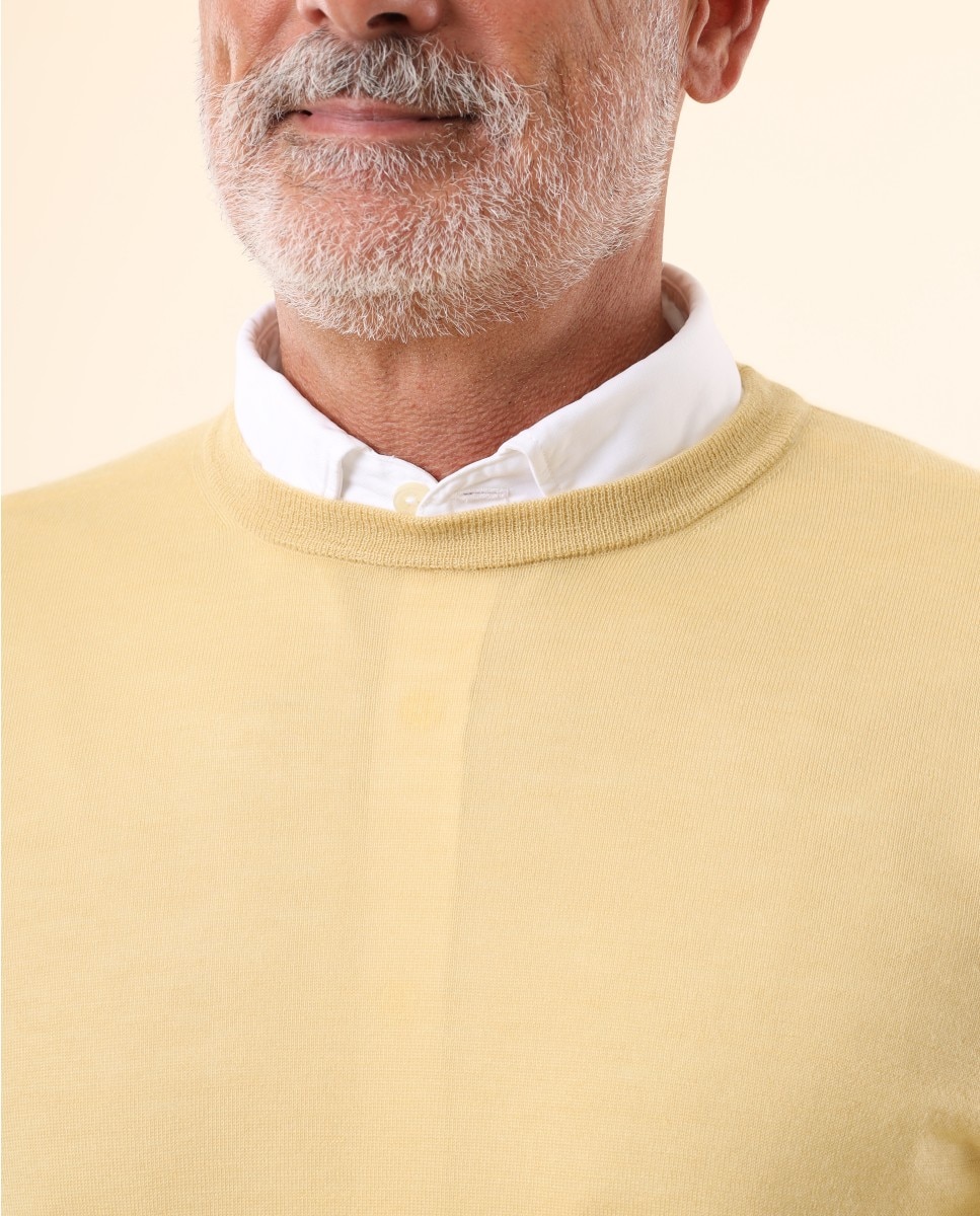 Camisola em Cashmere 100% em Amarelo-claro Amarelo-3