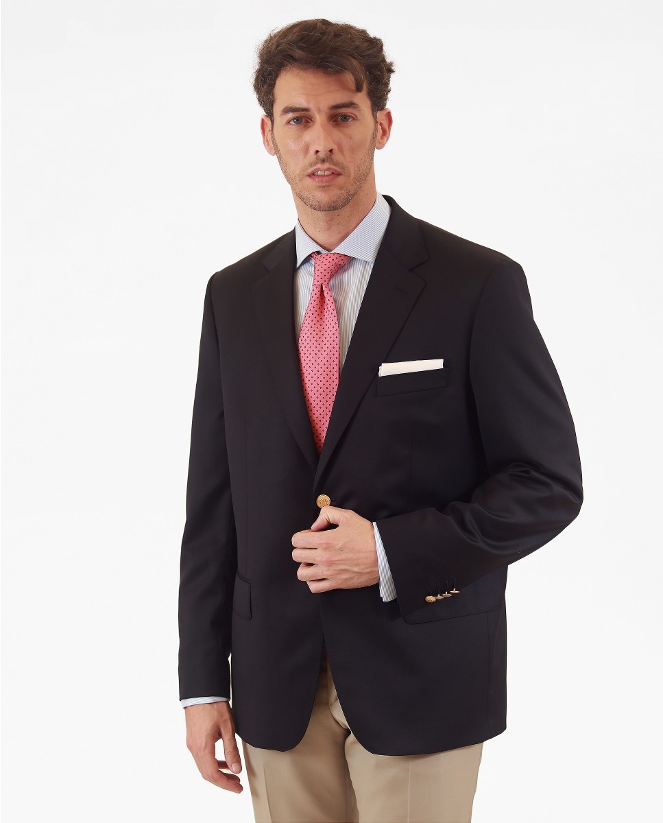 Imagem 0 de Blazer Regular Liso em Azul-escuro