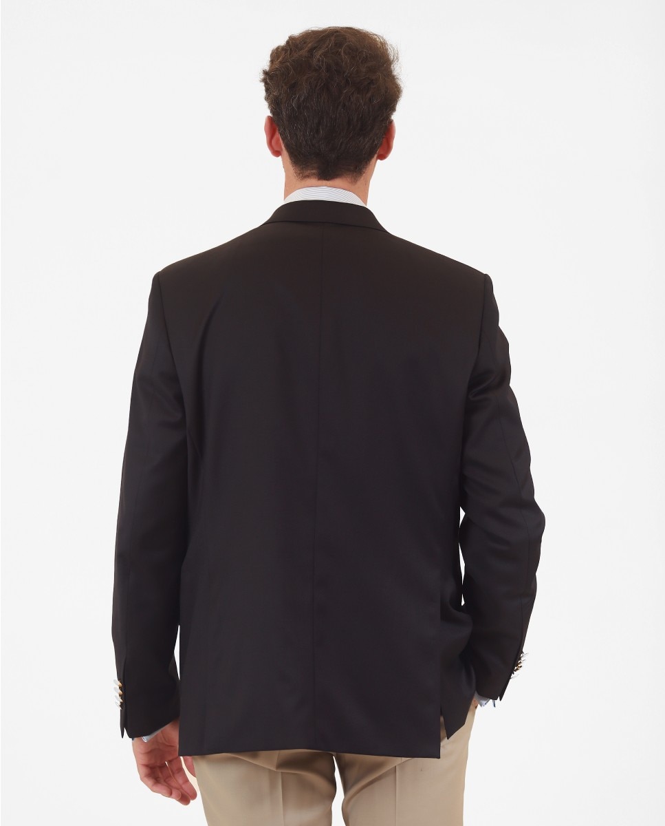Blazer Regular Liso em Azul-escuro Azul-marinho-2