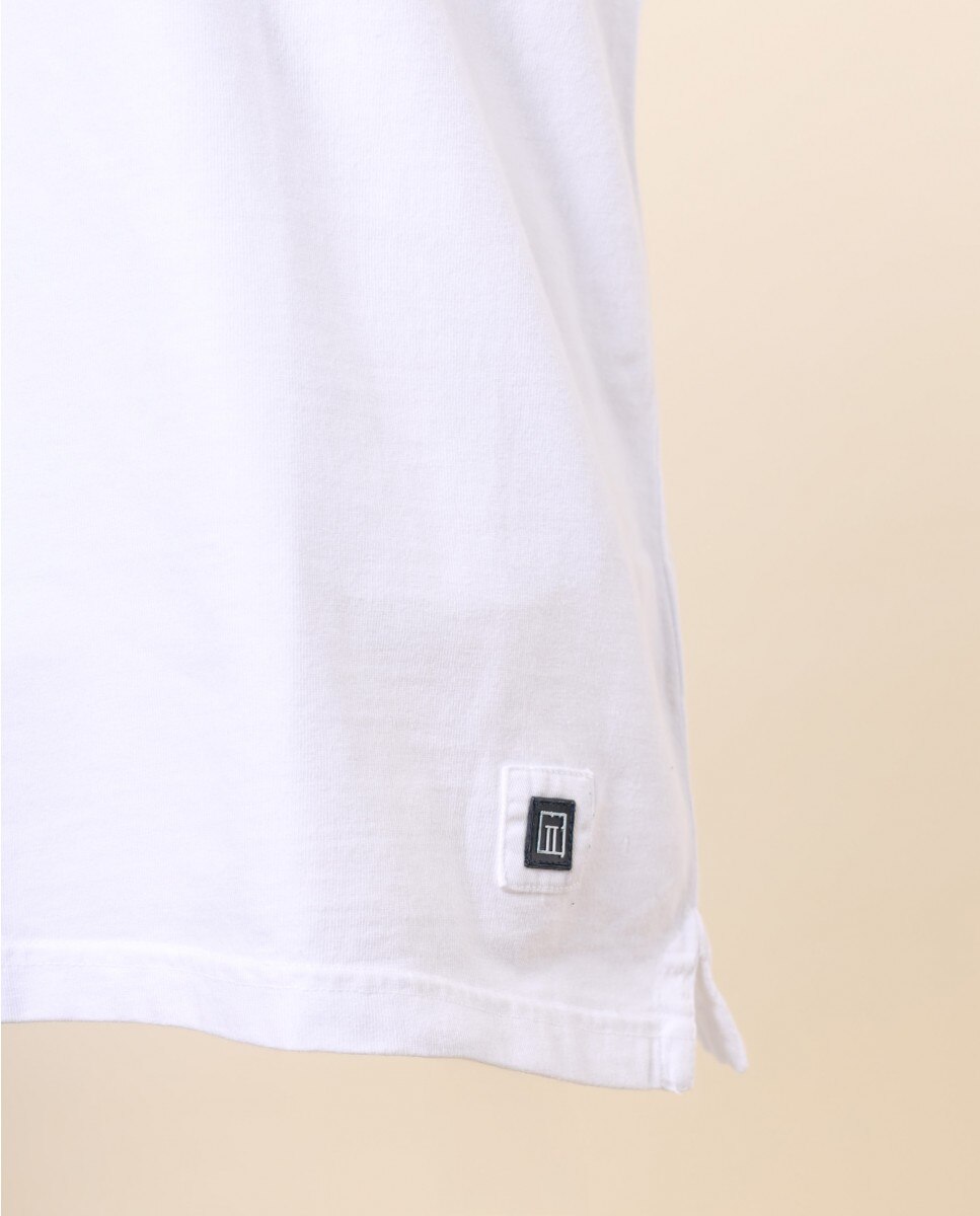 T-shirt em Algodão 100% em Branco Branco-4