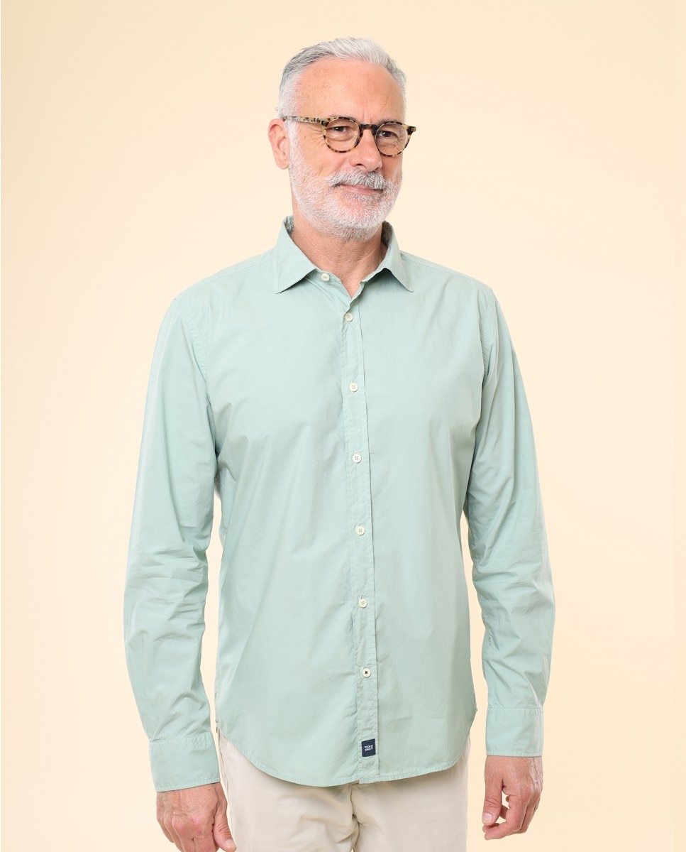 Imagem 0 de Camisa Casual Algodão Soft Slim Lisa em Verde