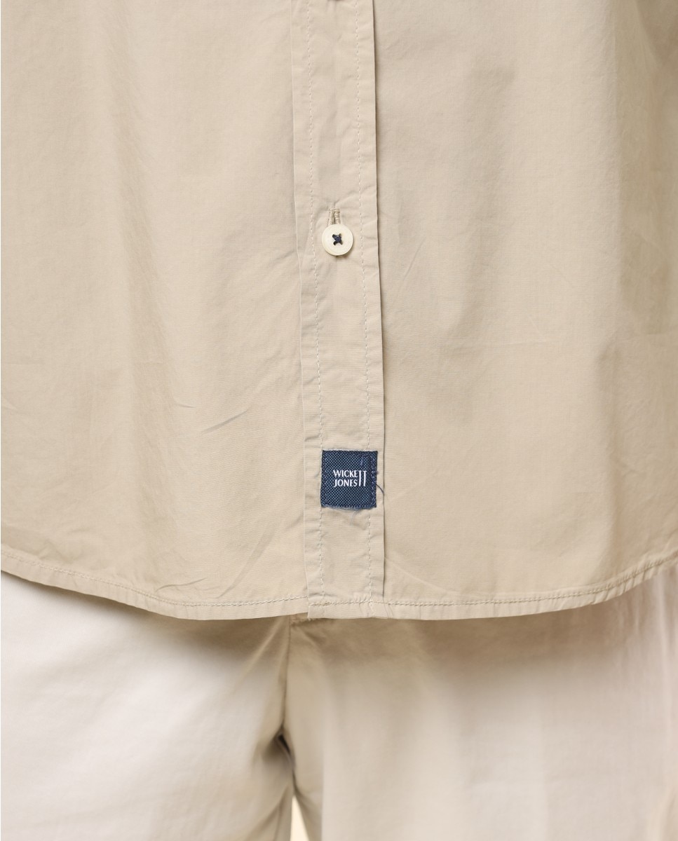 Camisa Casual Algodão Soft Slim Lisa em Caqui Caqui-5