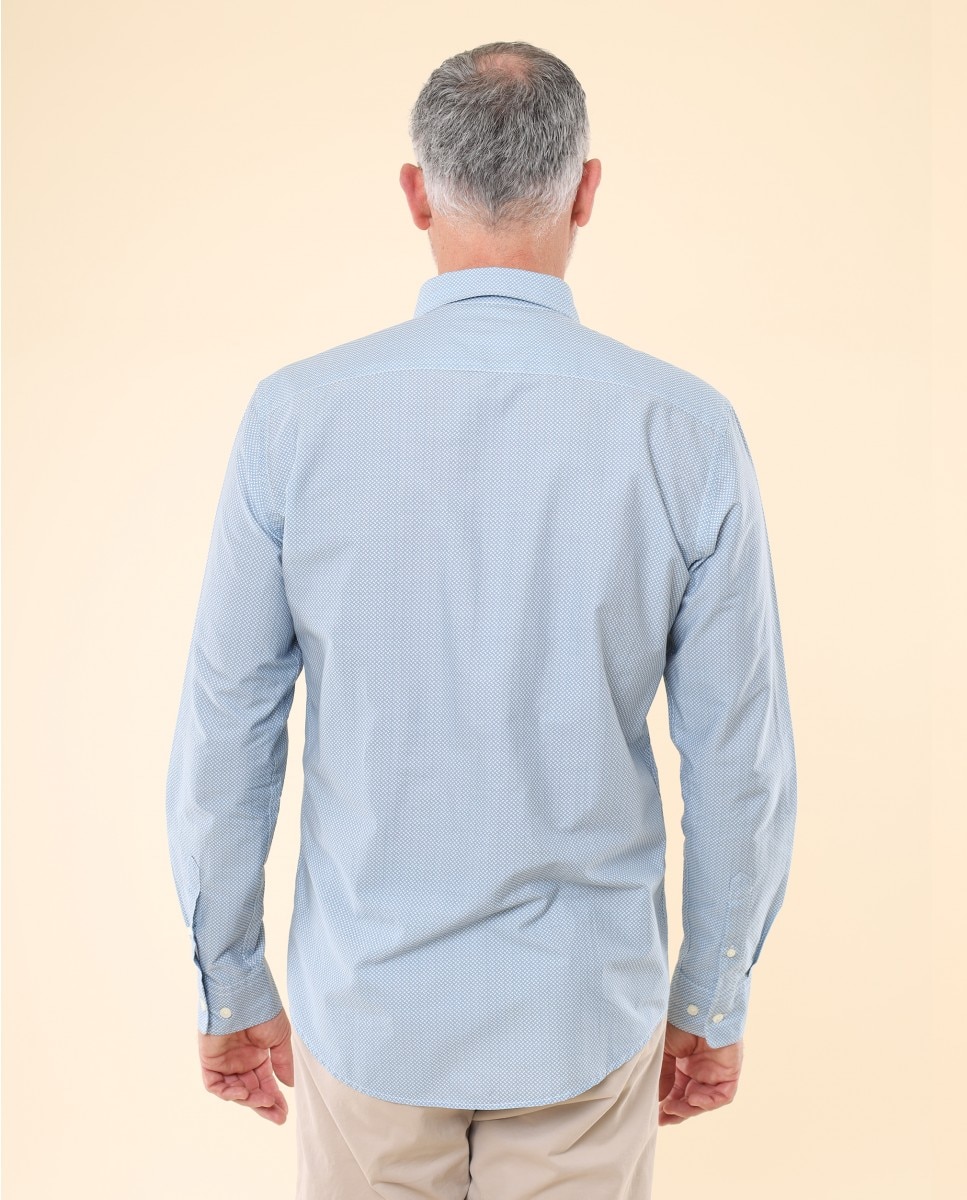 Camisa Casual Algodão Soft Slim com Desenho em Azul-claro Azul-claro-2