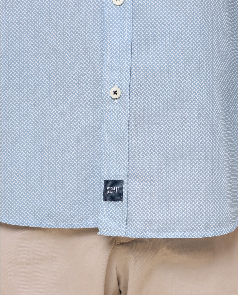 Camisa Casual Algodão Soft Slim com Desenho em Azul-claro Azul-claro-5